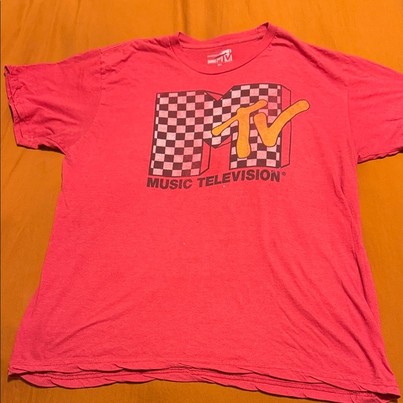 Vintage MTV Pink and Yellow Logo Tee Size XL - Picture 1 of 3